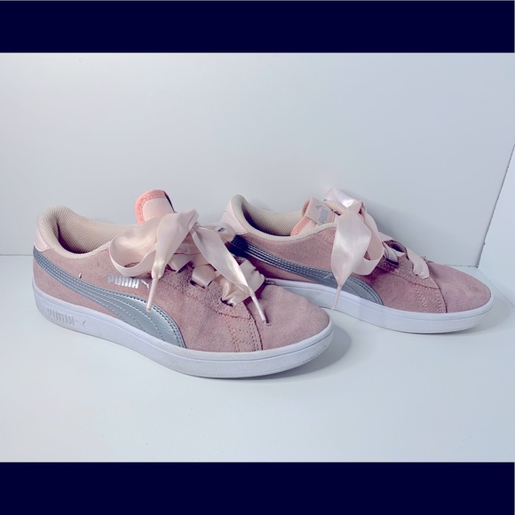 Pink Suede, Satin Lace Puma Shoes - Picture 3 of 7